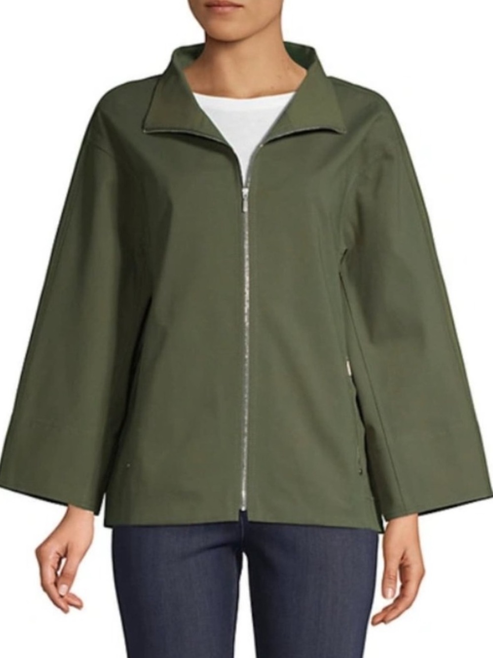 Lafayette 148 Ford Bi-Stretch Stand Collar Jacket Ficus Green Size Large